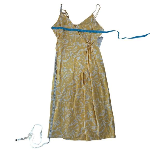 Nine West butter yellow wrap midi dress M adjustable strap resort sundress NWT - Picture 10 of 12